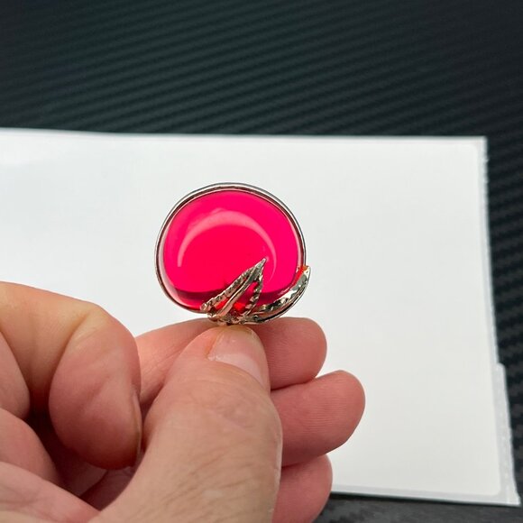 Vintage Sarah Coventry Apple Red Jelly Belly Brooch Pin Lucite Gold Tone Fruit - Picture 2 of 8